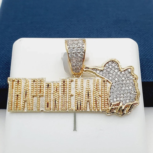 14K Gold Plated Cubic Zircon Pendant, INUS1BR057 - Picture 1 of 10